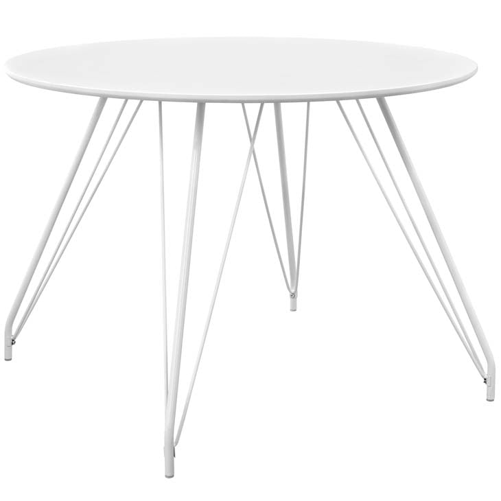 SATELLITE CIRCULAR DINING TABLE IN WHITE.