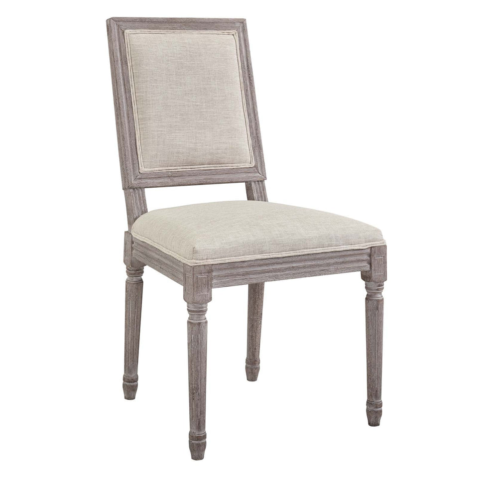 Court Vintage French Upholstered Fabric Dining Side Chair.