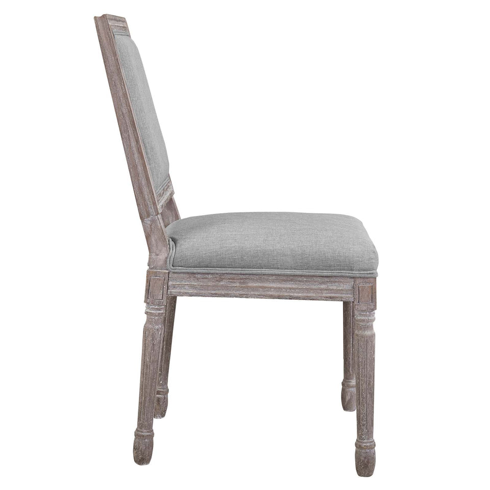 Court Vintage French Upholstered Fabric Dining Side Chair.
