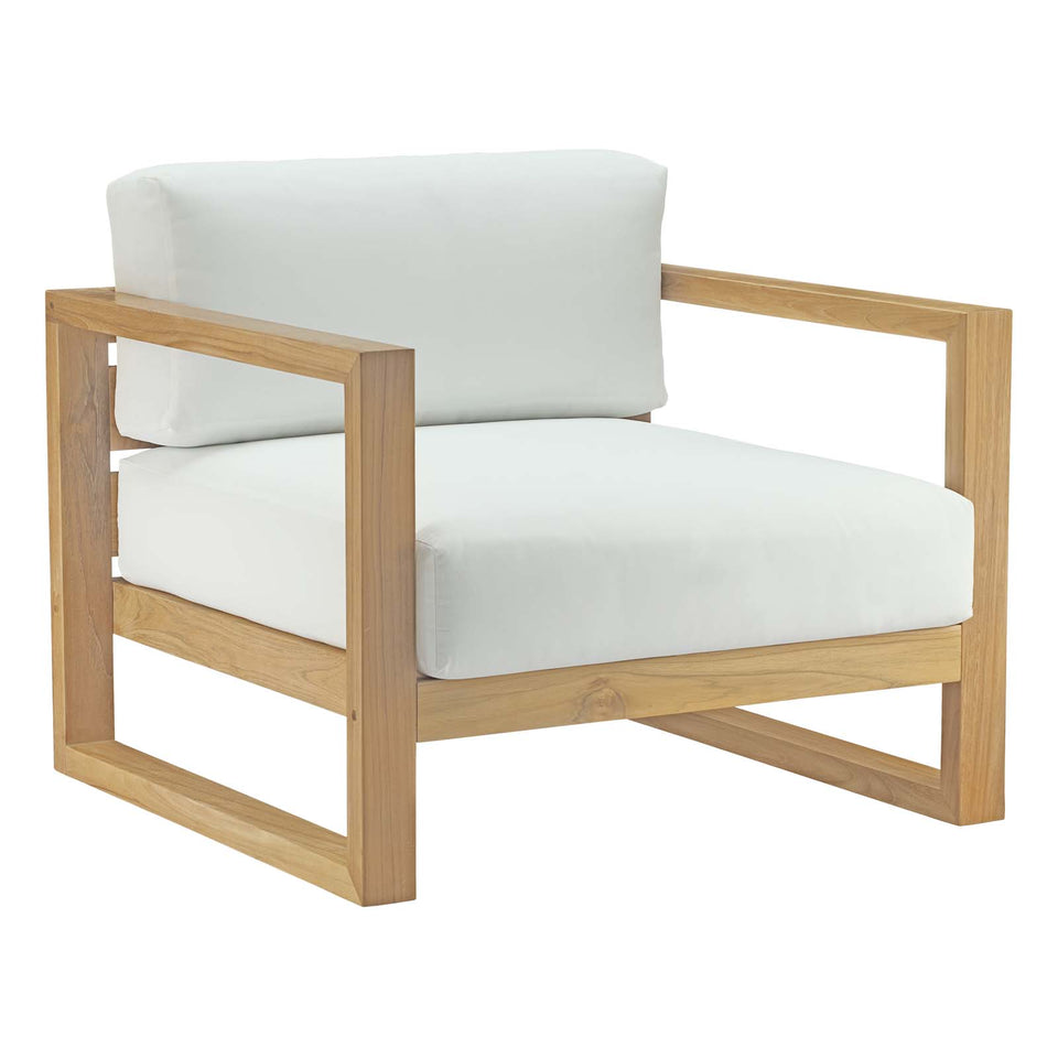 Upland Outdoor Patio Teak Armchair in Natural White.