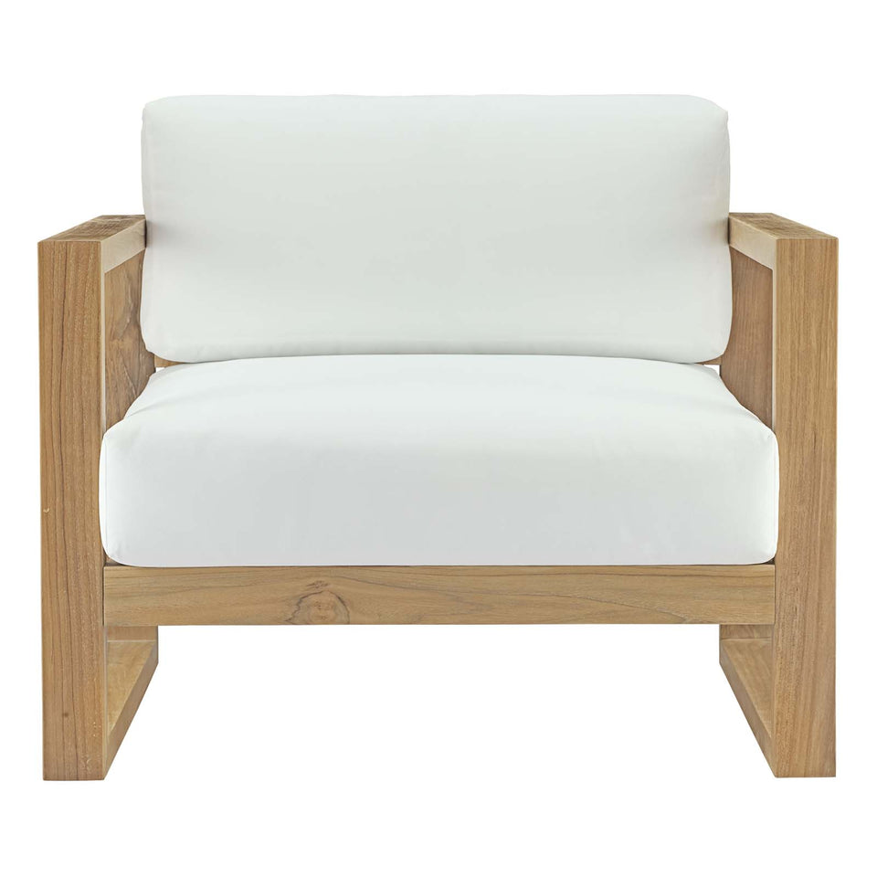 Upland Outdoor Patio Teak Armchair in Natural White.