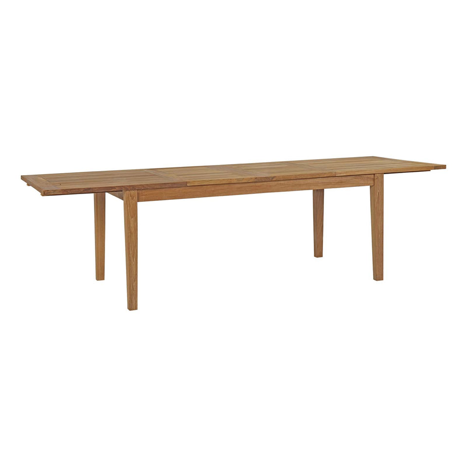 Marina Extendable Outdoor Patio Teak Dining Table in Natural.