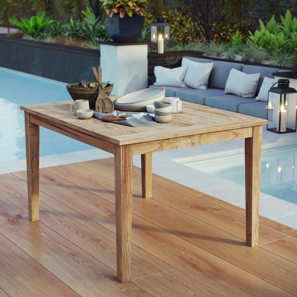 Marina Outdoor Patio Teak Dining Table in Natural.