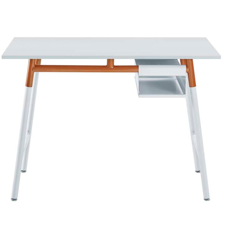 Respite wood writing desk in white orange.