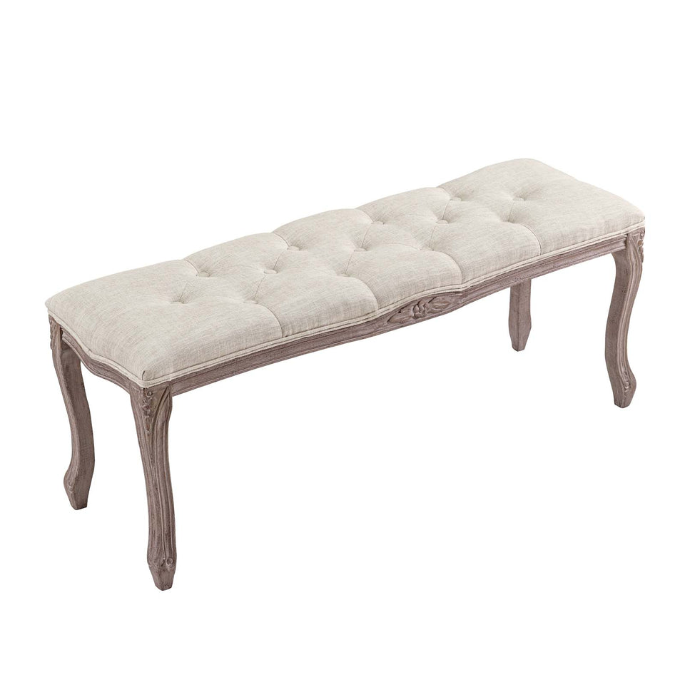 Regal Vintage French Upholstered Fabric Bench.