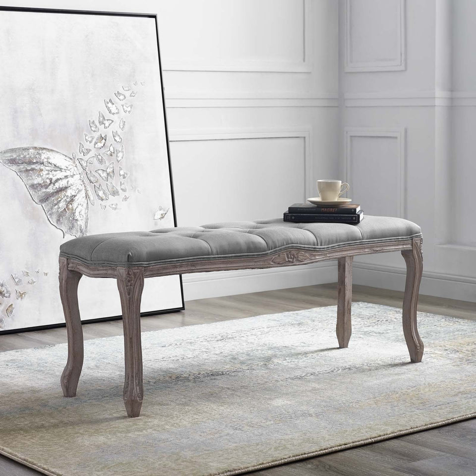 Regal Vintage French Upholstered Fabric Bench.