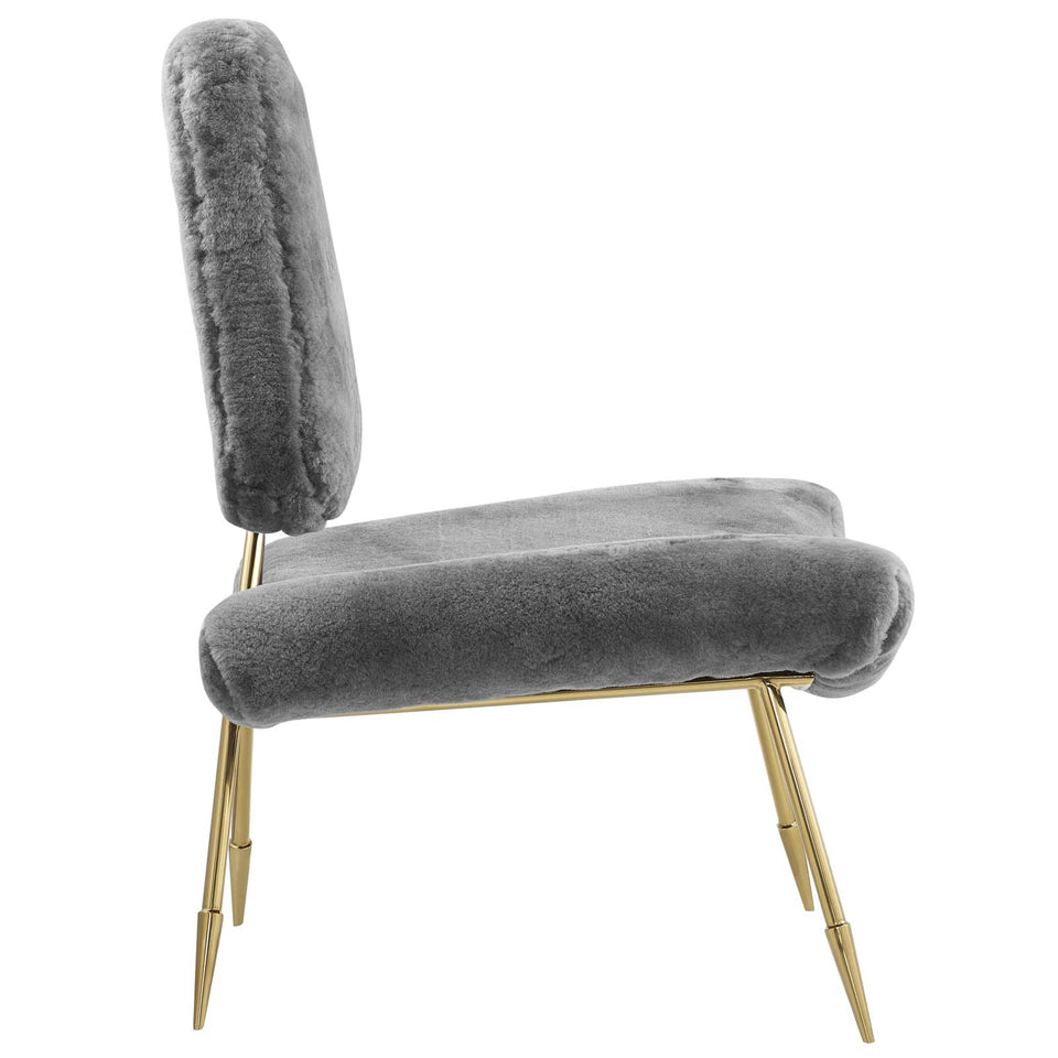 Ponder Upholstered Sheepskin Fur Lounge Chair.