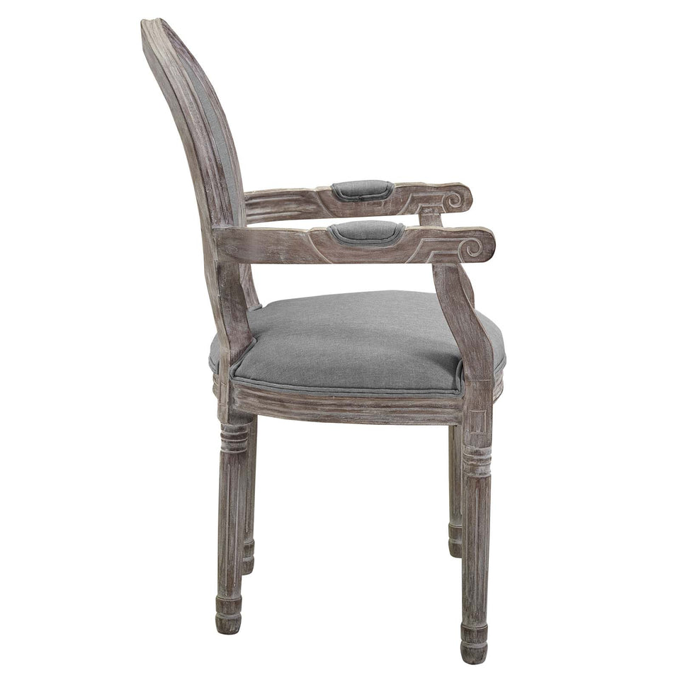 Emanate Vintage French Upholstered Fabric Dining Armchair.