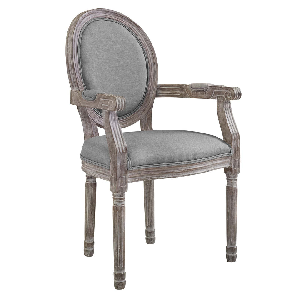 Emanate Vintage French Upholstered Fabric Dining Armchair.