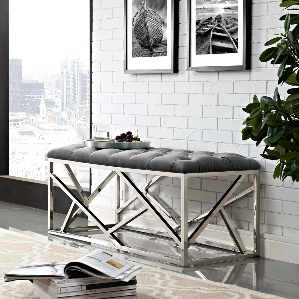 Intersperse Bench in Silver Gray.