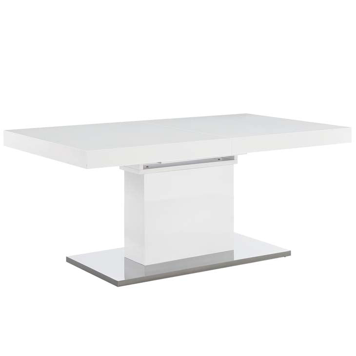 VECTOR EXPANDABLE DINING TABLE IN WHITE SILVER.
