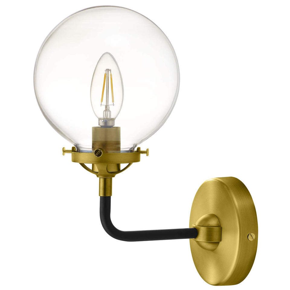 Reckon Amber Glass and Brass Wall Sconce Light.