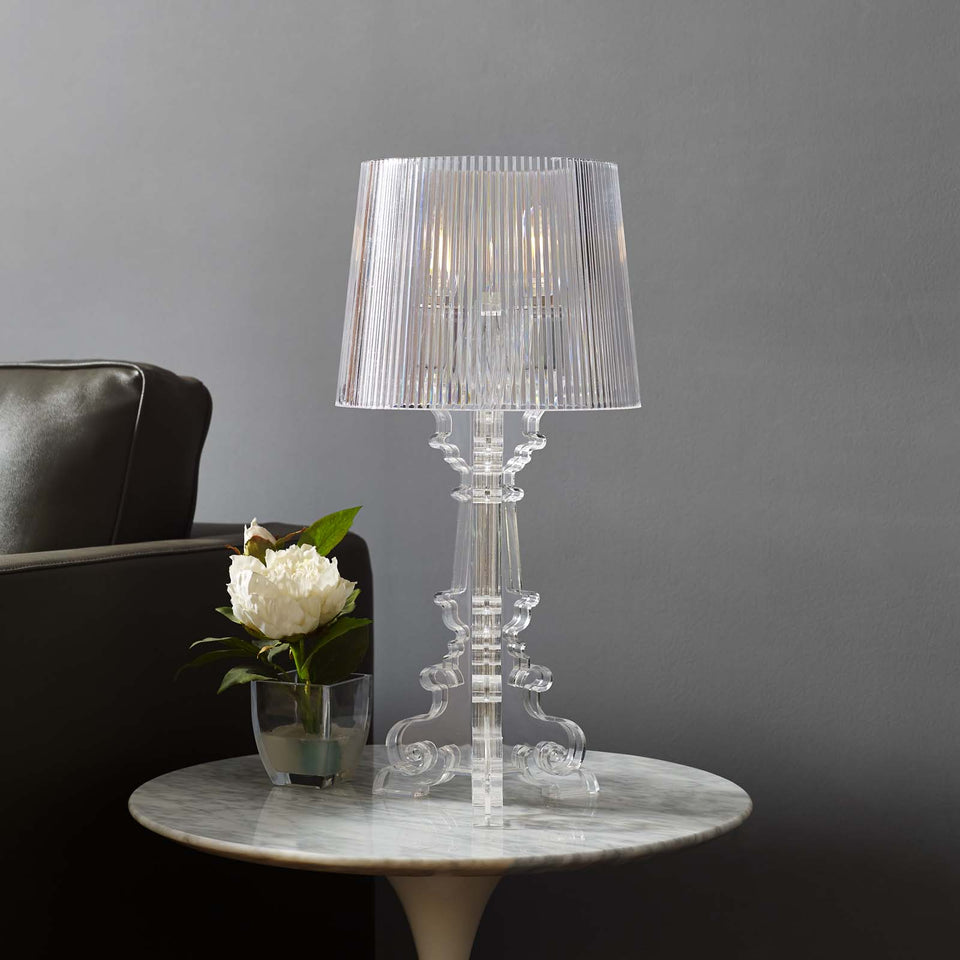 French Petite Acrylic Acrylic Table Lamp in Clear.