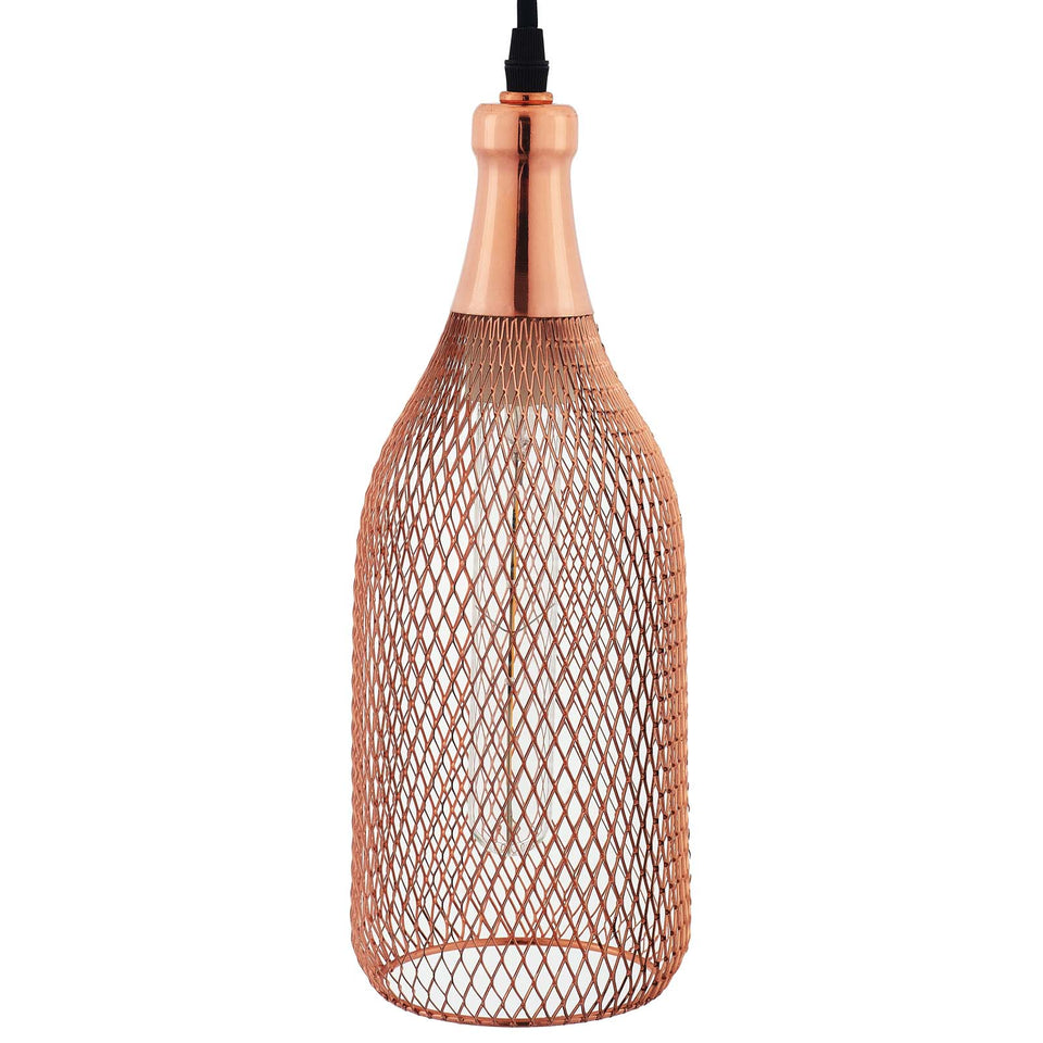 Glimmer Bottle-Shaped Rose Gold Pendant Light.