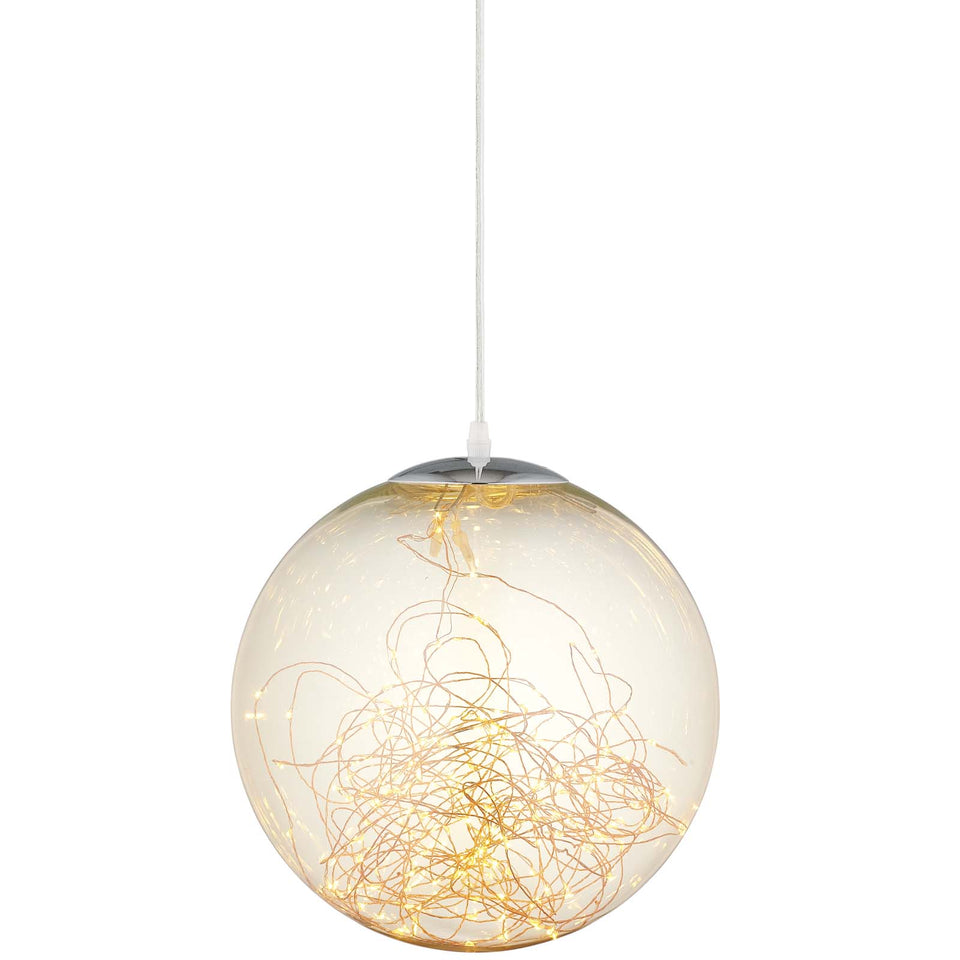 Fairy 8" Amber Glass Globe Ceiling Light Pendant Chandelier.