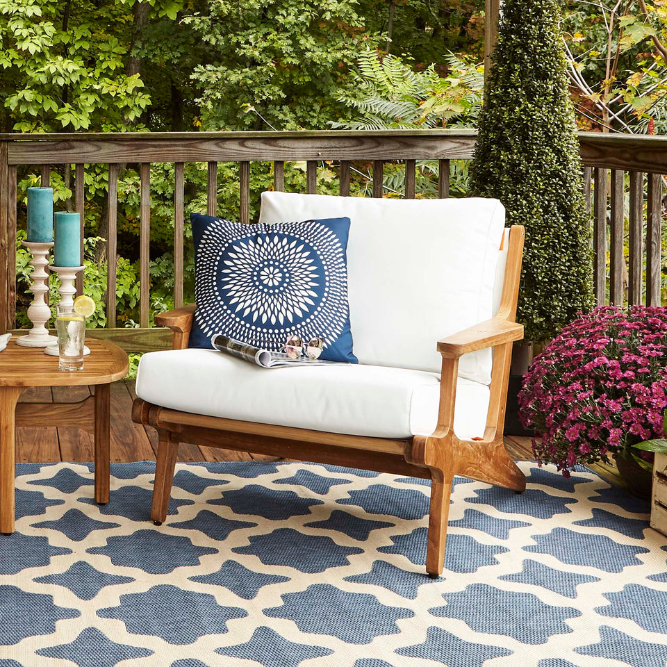 Saratoga Outdoor Patio Teak Armchair in Natural White.