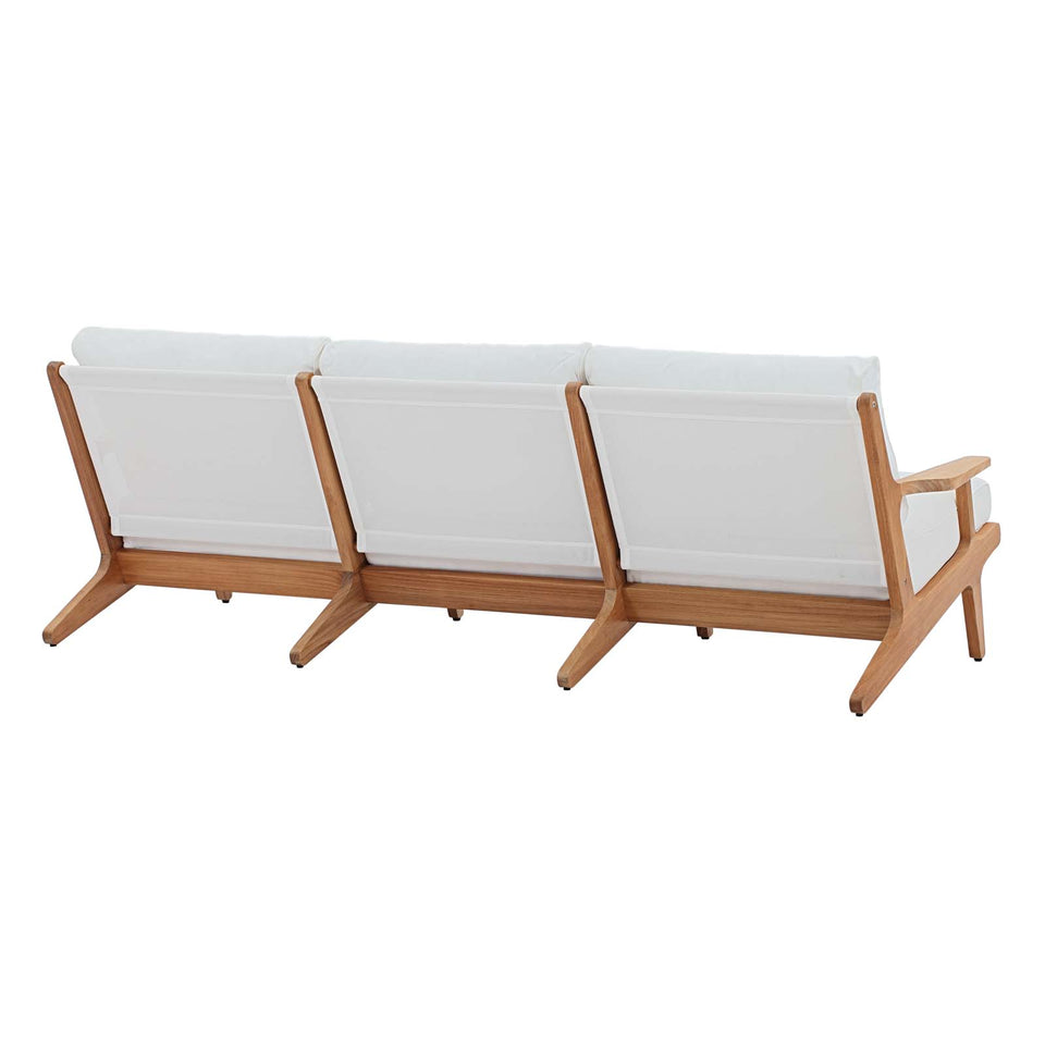 Saratoga Outdoor Patio Premium Grade A Teak Wood Sofa in Natural White.