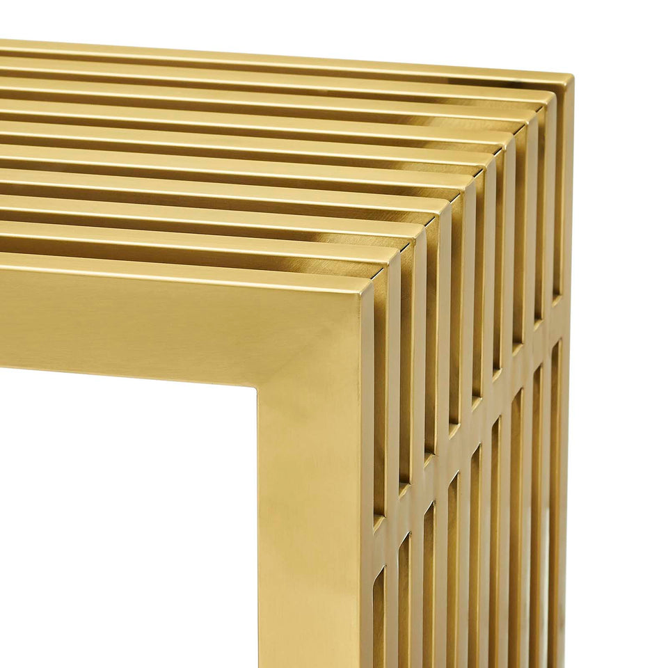 Gridiron Small Stainless Steel Bench in Gold.