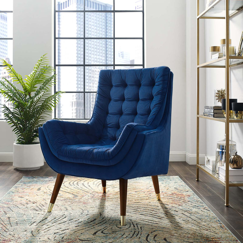 Suggest Button Tufted Performance Velvet Lounge Chair.