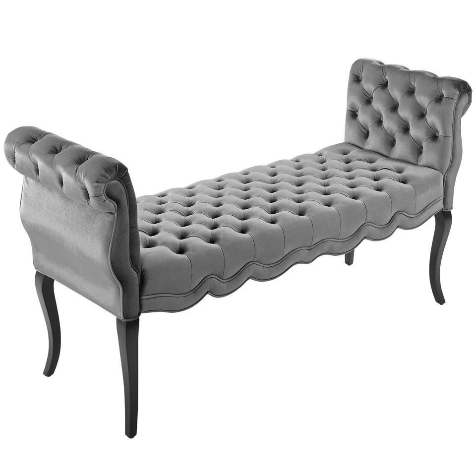Adelia Chesterfield Style Button Tufted Performance Velvet Bench.