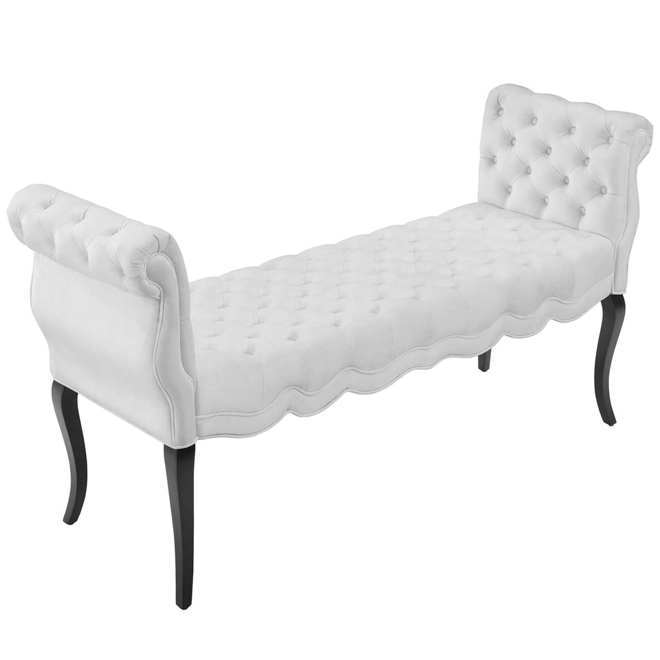 Adelia Chesterfield Style Button Tufted Performance Velvet Bench.