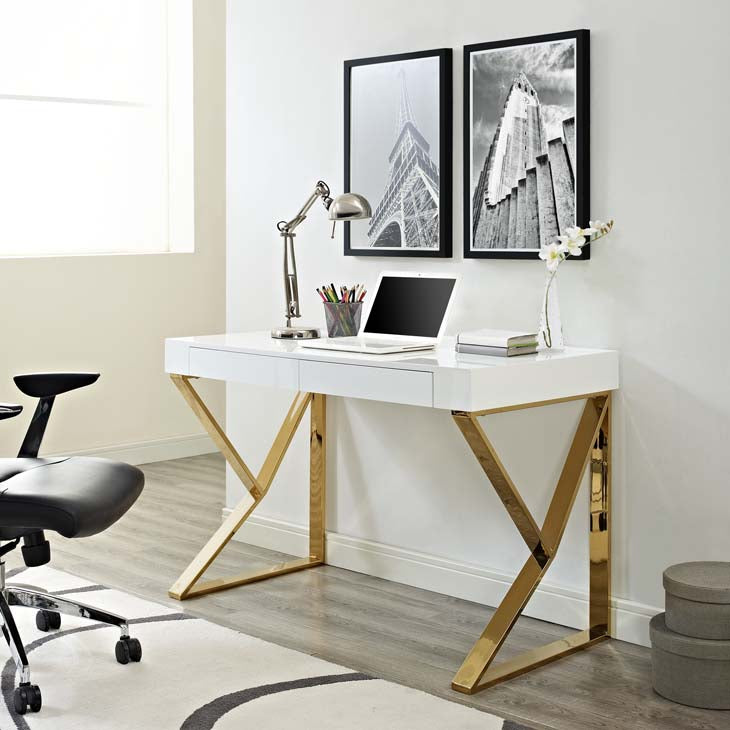 Adjacent desk in white gold.