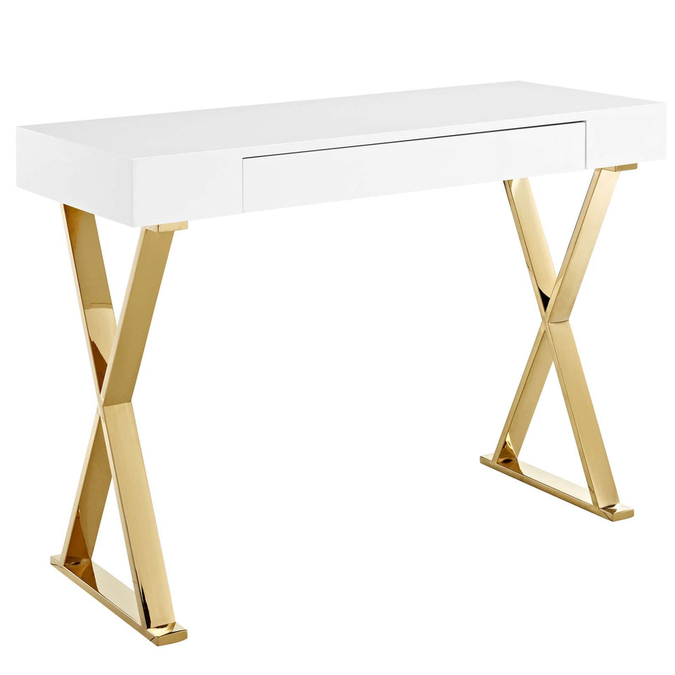 Sector Console Table in White Gold.
