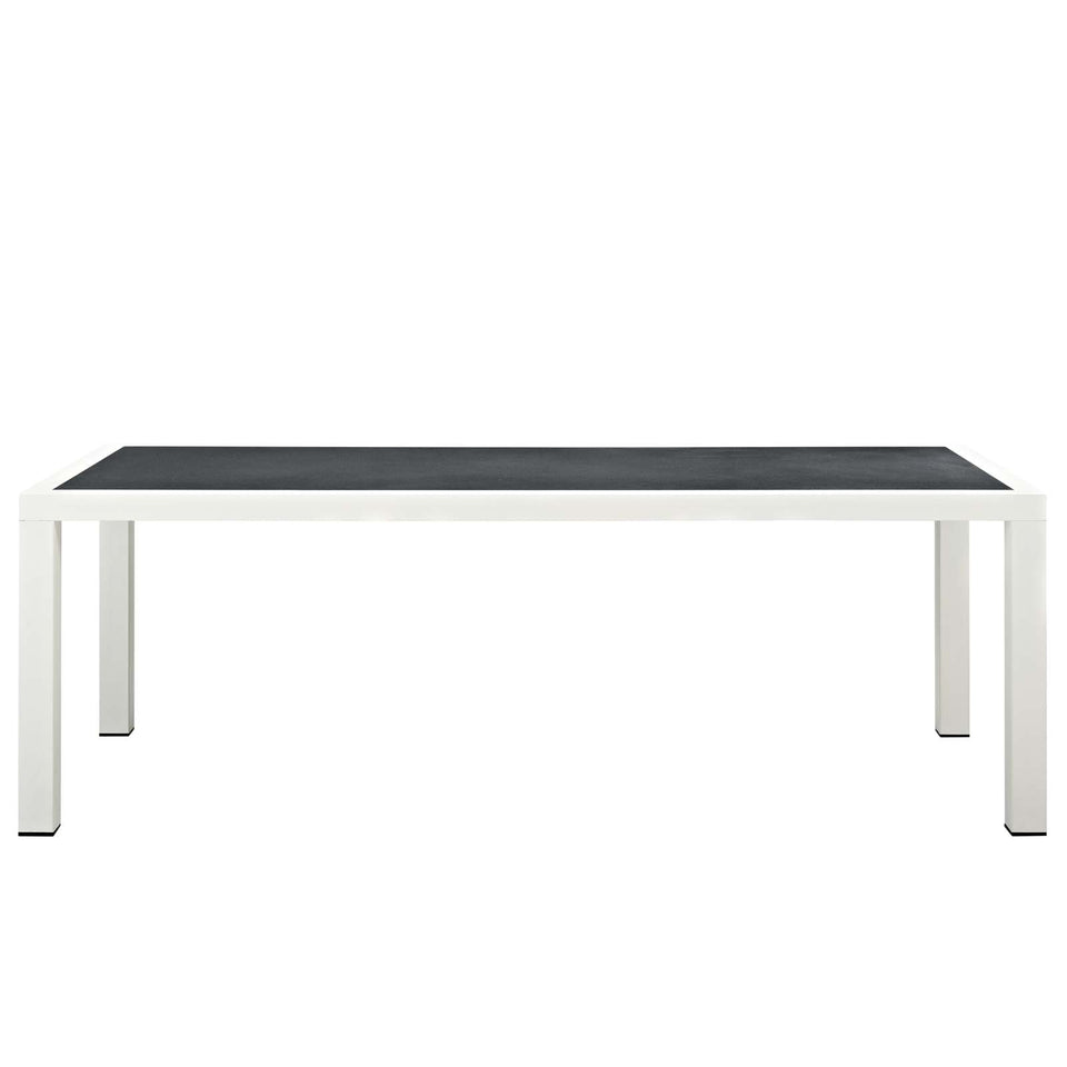 Stance 90.5" Outdoor Patio Aluminum Dining Table in White Gray.