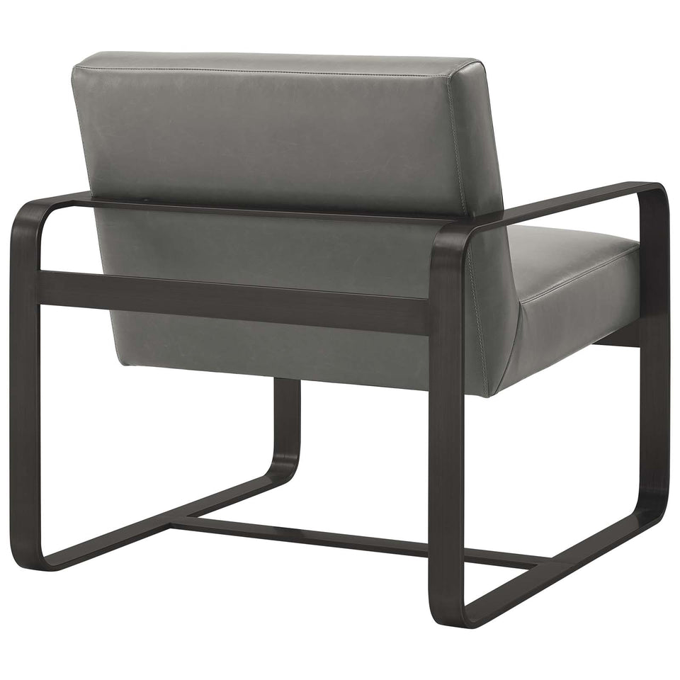 Astute Faux Leather Armchair in Gray.