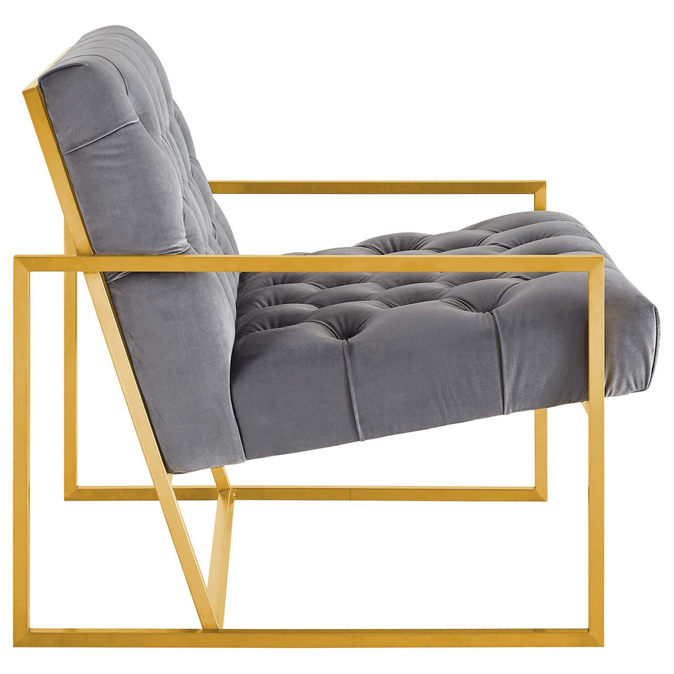 Bequest Gold Stainless Steel Performance Velvet Accent Chair.