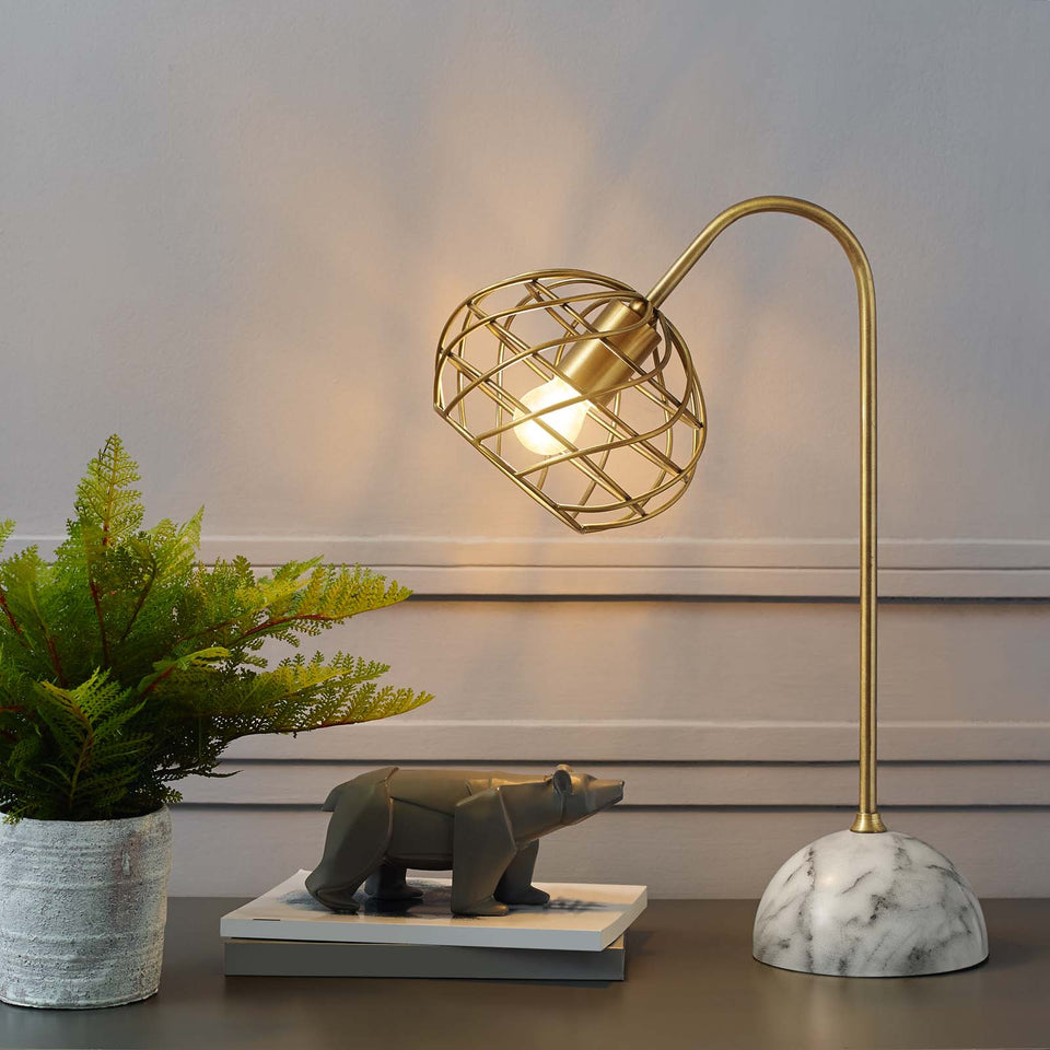 Salient Brass and Faux White Marble Table Lamp.