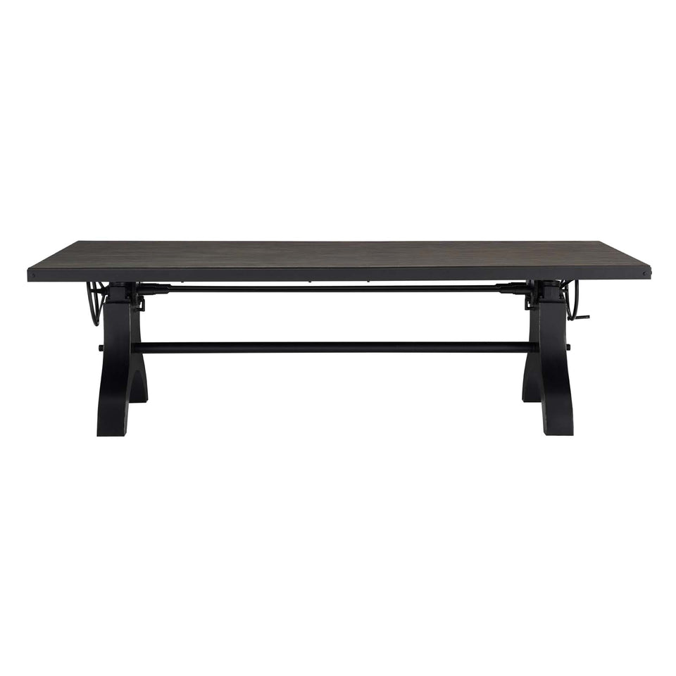 Genuine 96" Crank Height Adjustable Rectangle Dining and Conference Table in Black.