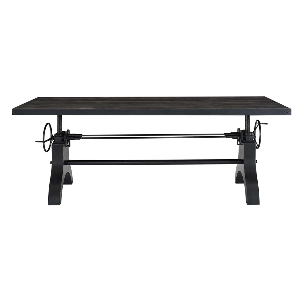 Genuine 96" Crank Height Adjustable Rectangle Dining and Conference Table in Black.