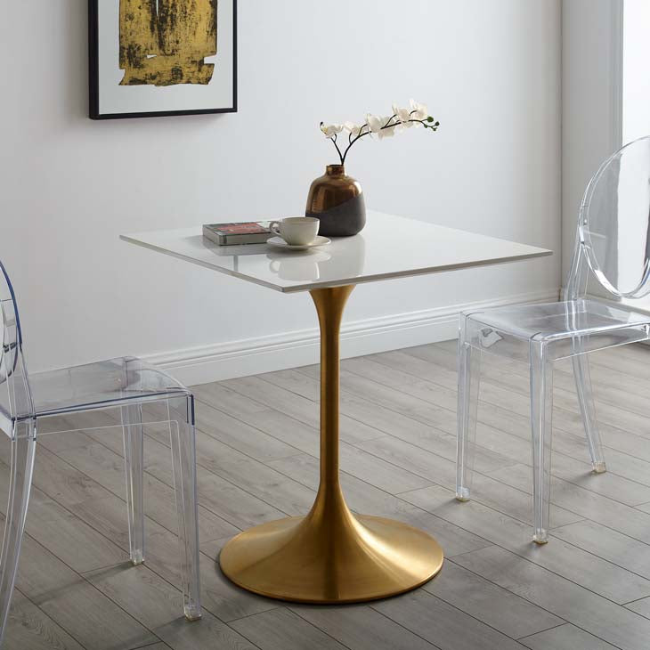 LIPPA SQUARE DINING TABLE IN GOLD WHITE SIZE 24, 28, 36 and 47".