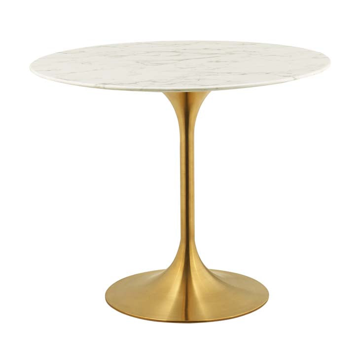 LIPPA MARBLE TOP ROUND DINING TABLE IN GOLD WHITE SIZE 28, 36, 40, 47, 54 and 60".