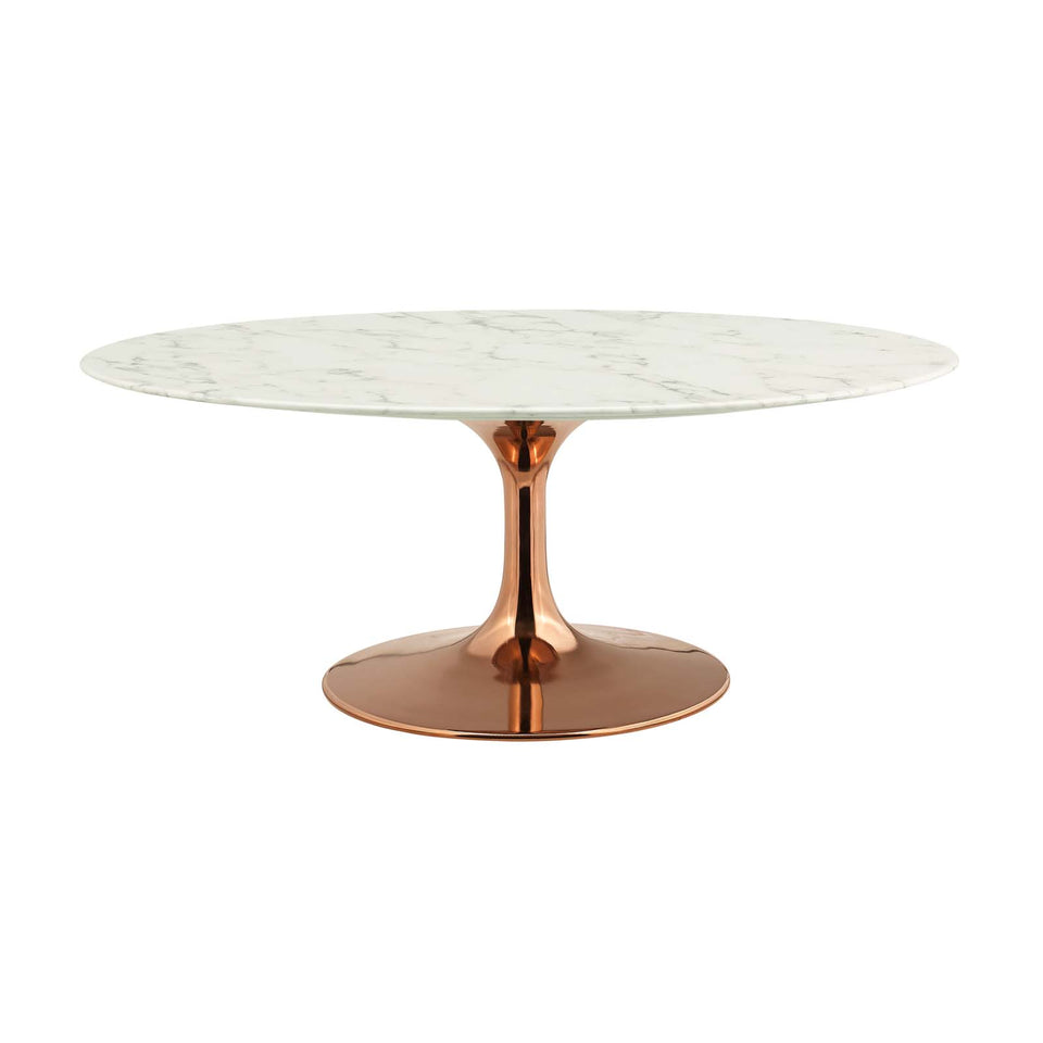 Lippa 42" Oval-Shaped Artificial Marble Coffee Table in Rose White.