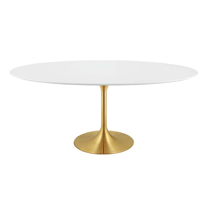 LIPPA OVAL DINING TABLE IN GOLD WHITE SIZE  48, 60, and 78".
