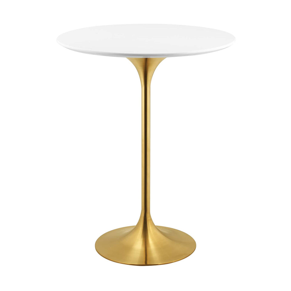 Lippa 28" Wood Top Bar Table in Gold White.