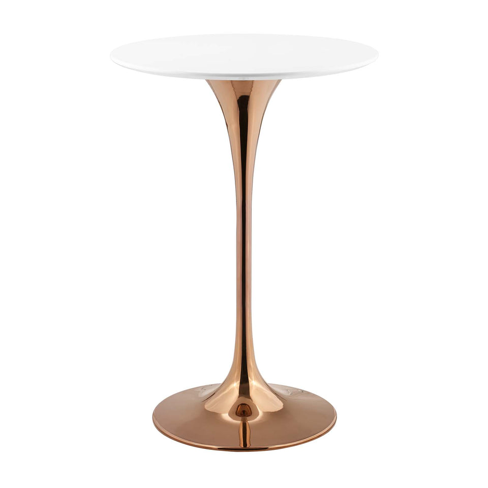 Lippa 28" Wood Top Bar Table in Rose White.