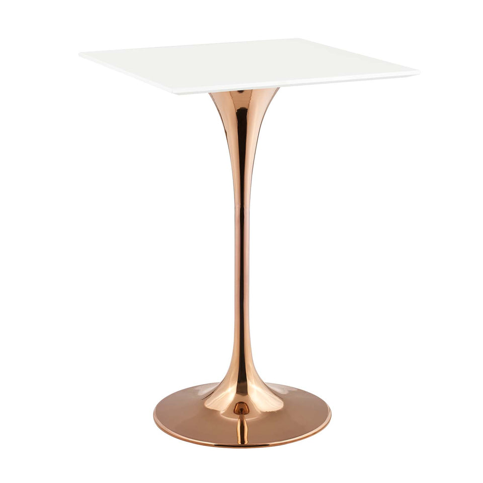 Lippa 28" Square Wood Top Bar Table in Rose White.