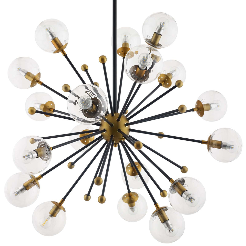 Constellation Clear Glass and Brass Ceiling Light Pendant Chandelier.