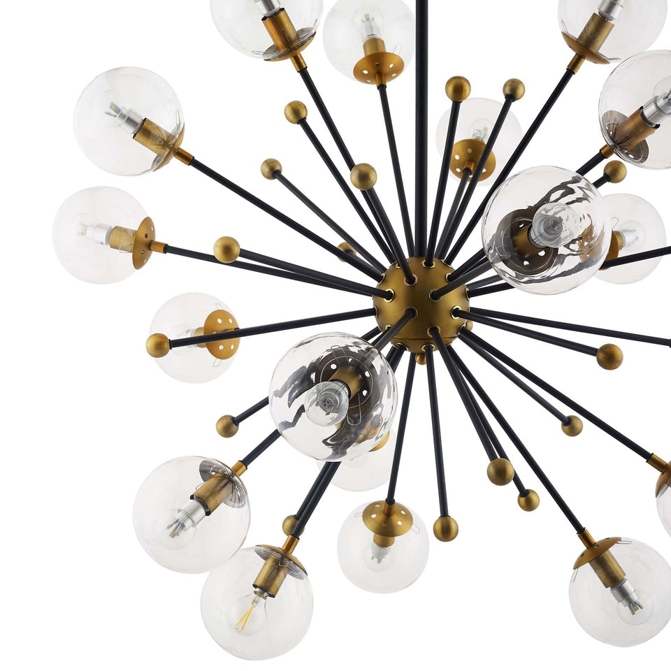 Constellation Clear Glass and Brass Ceiling Light Pendant Chandelier.