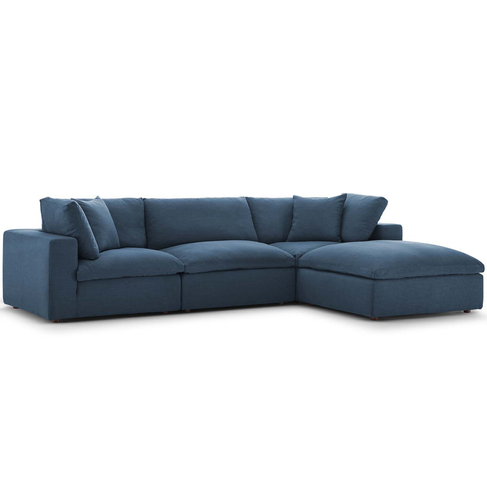 Commix Down Filled Overstuffed 4 Piece Sectional Sofa Set.