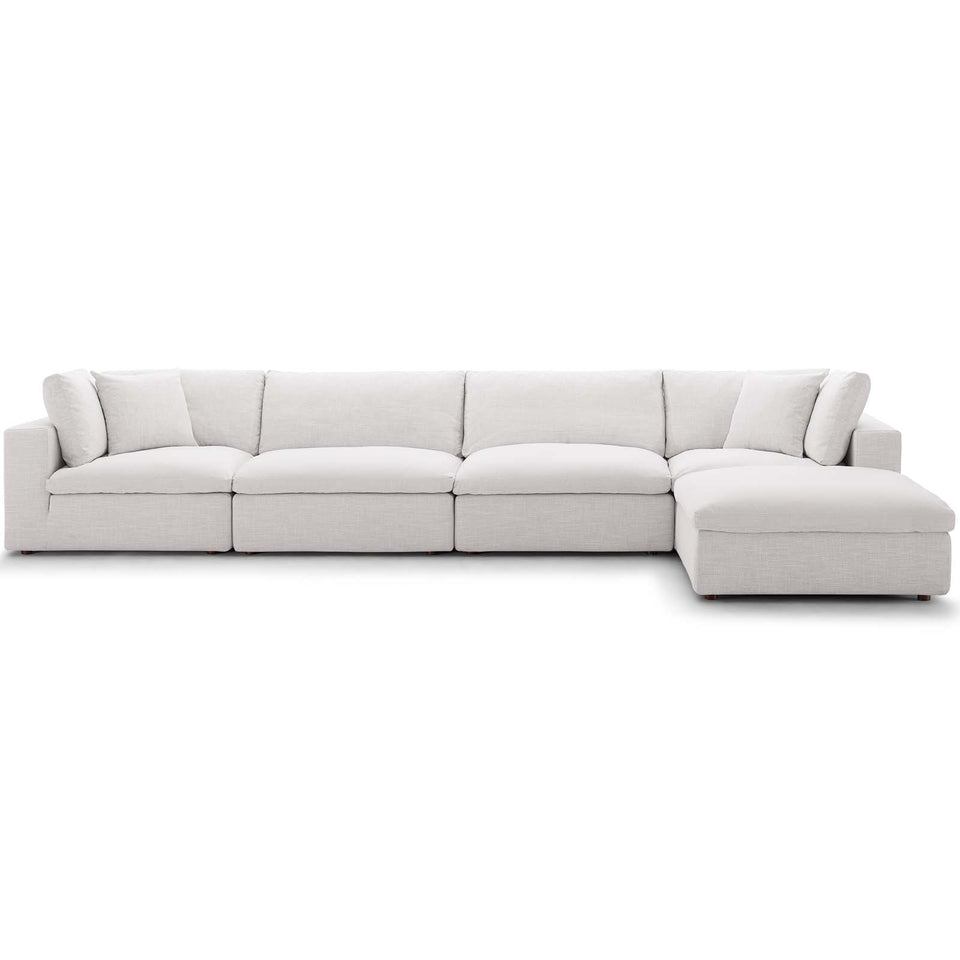Commix Down Filled Overstuffed 5 Piece Sectional Sofa Set.