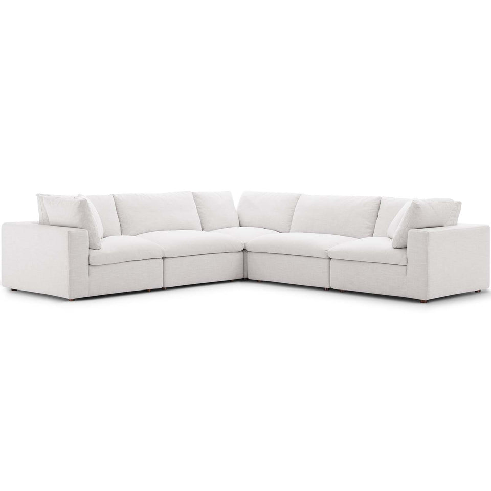Commix Down Filled Overstuffed 5 Piece Sectional Sofa Set.