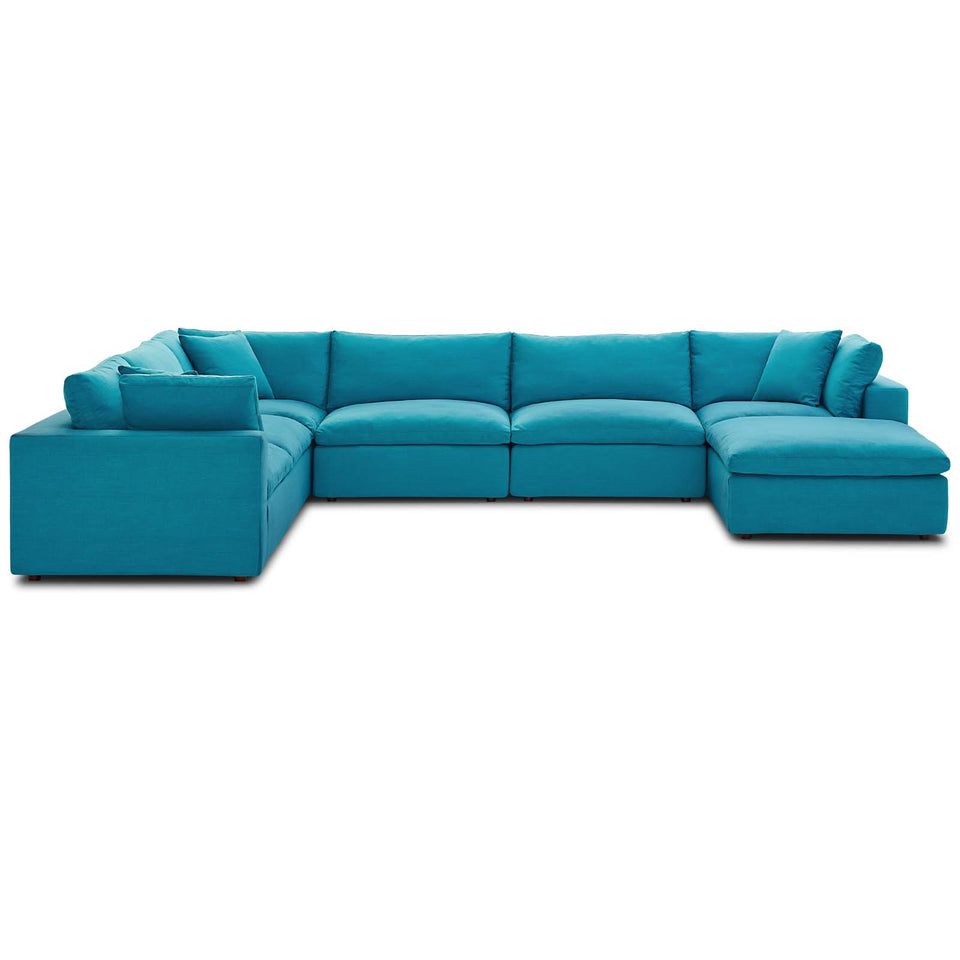 Commix Down Filled Overstuffed 7 Piece Sectional Sofa Set.