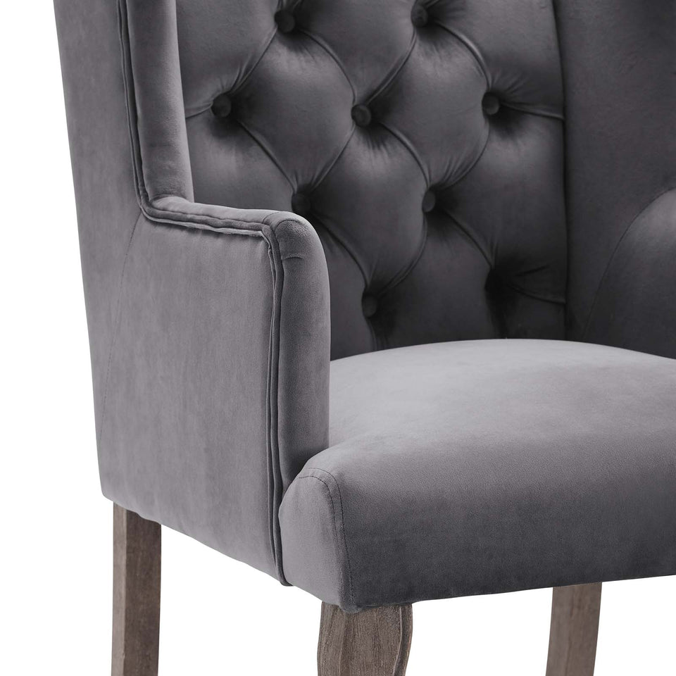 Realm French Vintage Dining Performance Velvet Armchair.