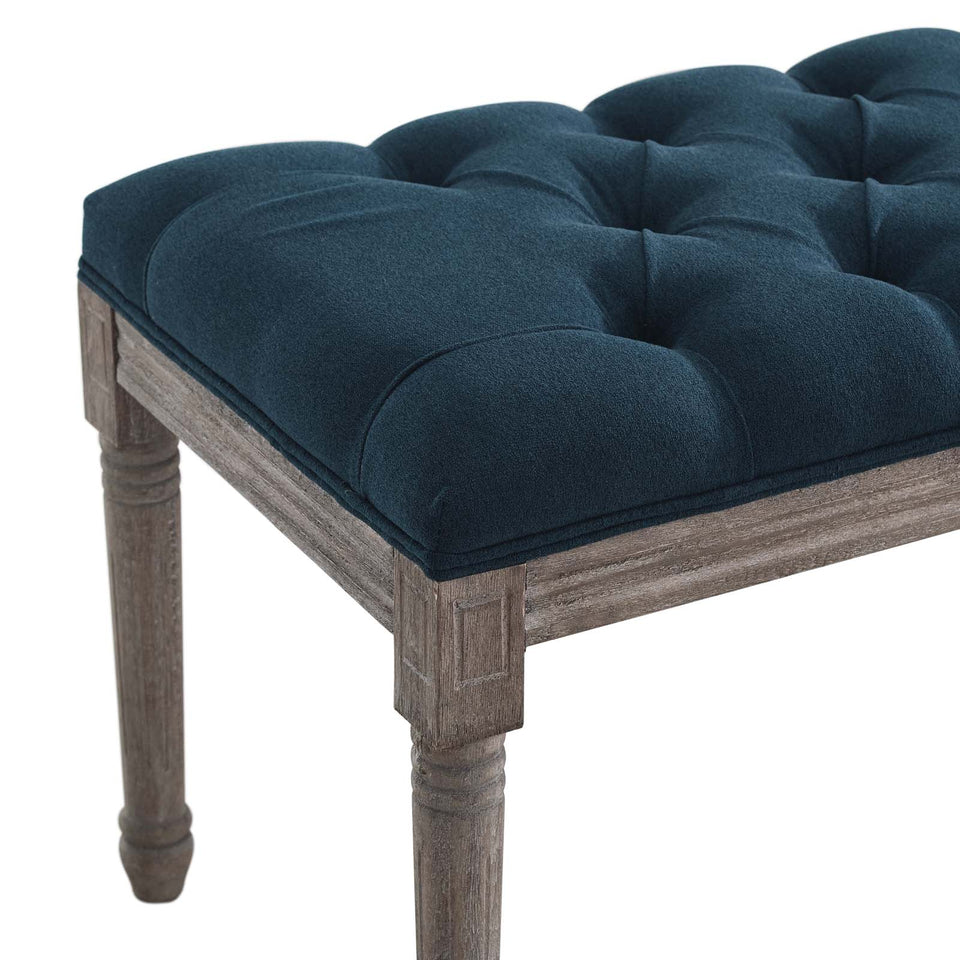 Province French Vintage Upholstered Fabric Bench.
