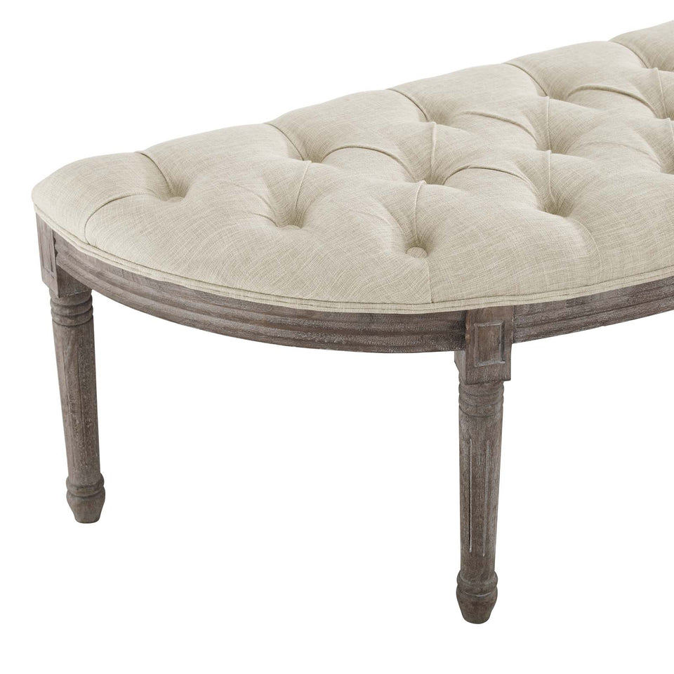 Esteem Vintage French Upholstered Fabric Semi-Circle Bench.