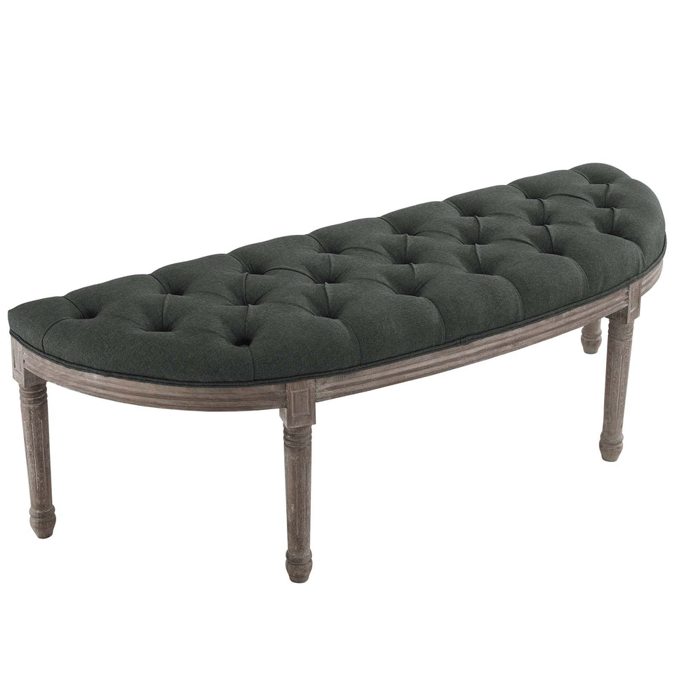 Esteem Vintage French Upholstered Fabric Semi-Circle Bench.